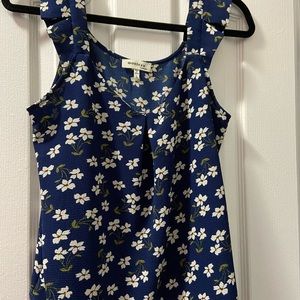 Blue floral tank top blouse